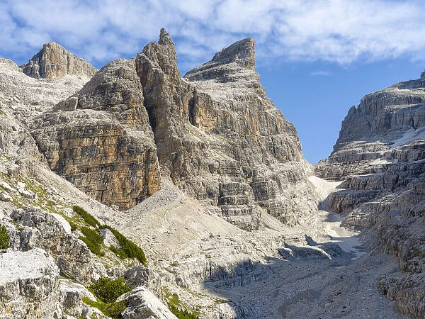 Bocca del Tuckett and Cima Sella. The Brenta Dolomites, UNESCO World Heritage Site