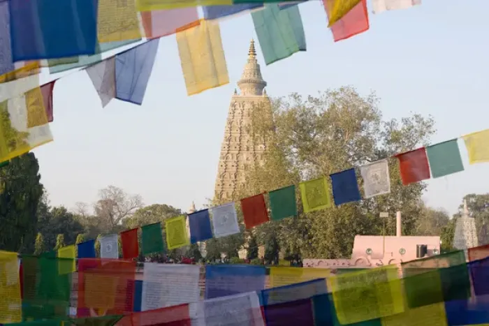 Framed Print : Bodh Gaya Temple with prayer flags. Bihar, India Framed Print : Bodh Gaya Temple with prayer flags. Bihar, India