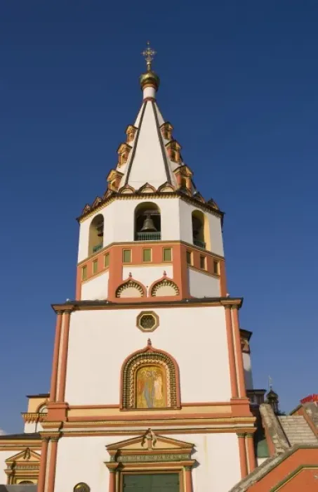 Framed Print : Detail of Bogojavensky Orthodox Church in Irkutsk Siberia, Russia
