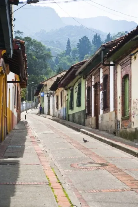 Framed Print : Bogota, Colombia. Various colorful buildings in downtown Bogota