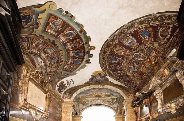 Bologna, Emilia-Romagna, Italy - Church ceiling painted with ornate religious art