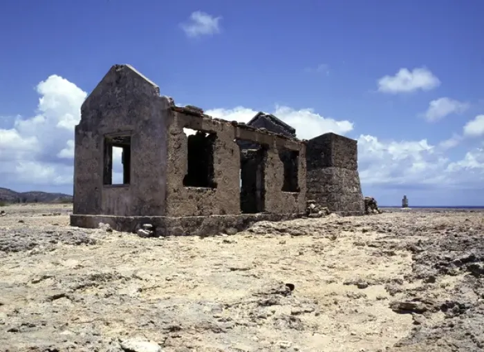 Framed Print : Bonaire. Ruins of old gold mine
