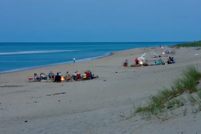 Framed Print : Bonfires burn as night settles in on the beach at the Cape Cod National Seashore in Truro Framed Print : Bonfires burn as night settles in on the beach at the Cape Cod National Seashore in Truro