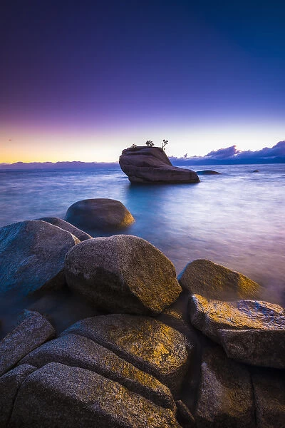 Bonsai Rock at sunset, Lake Tahoe, Nevada, USA