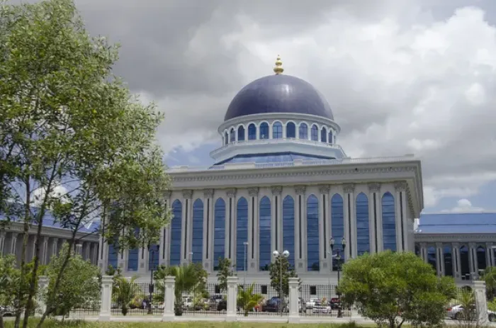 Framed Print : Borneo, Brunei. Capital city of Bandar Seri Begawan, legislative assembly building