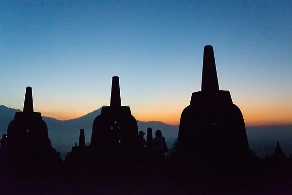 Borobudur at dawn, UNESCO World Heritage site, Magelang, Central Java, Indonesia