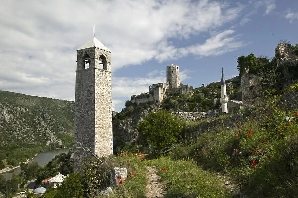 Bosnia-Hercegovina -Pocitelj. Ottoman Era Town-Town View with Towers
