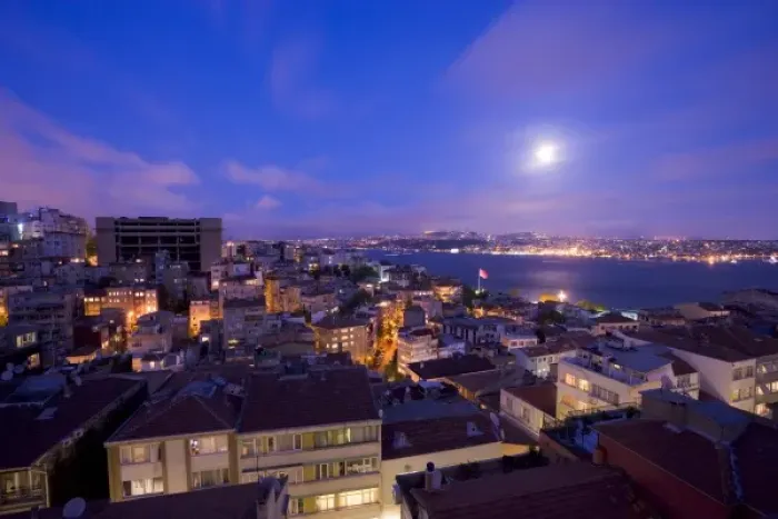 Framed Print : Bosphorus as seen from Cihangir at night, Istanbul, Turkey Framed Print : Bosphorus as seen from Cihangir at night, Istanbul, Turkey