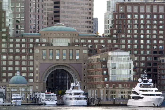 Framed Print : Boston Harbor waterfront condominiums, Boston, Massachusetts, USA