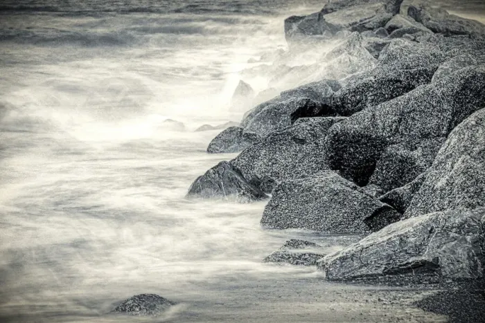 Framed Print : Boulders in Surf Framed Print : Boulders in Surf