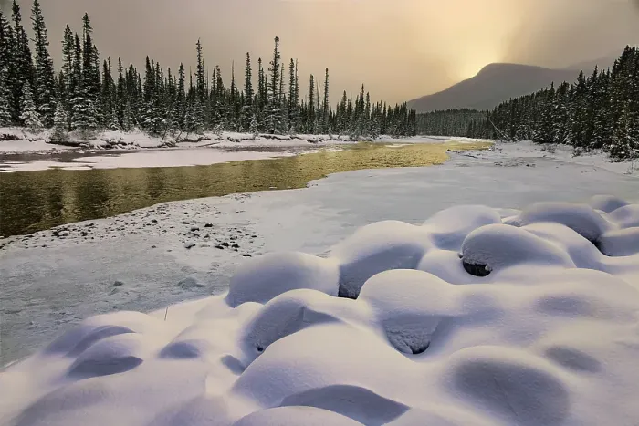 Framed Print : Bow River snow mounds, Canada Framed Print : Bow River snow mounds, Canada