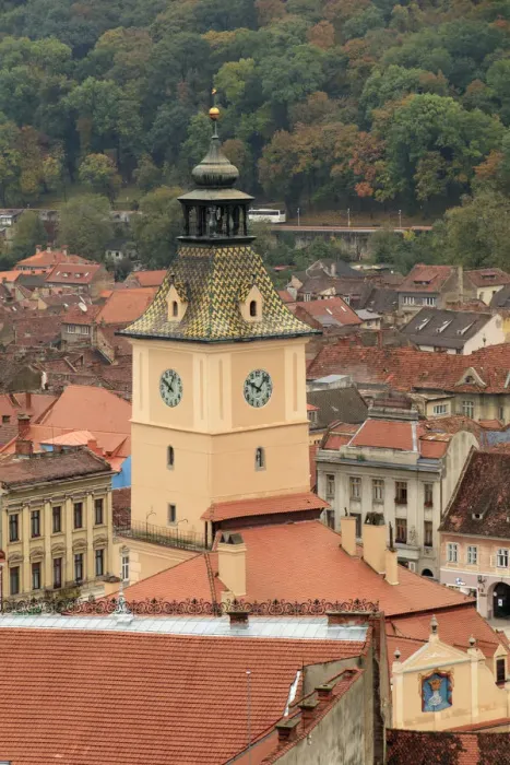 Framed Print : Brasov, Romania. Rooftops and city from hilltop