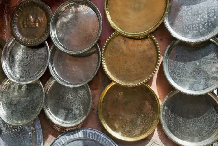 Framed Print : Brass plates for sale in the Souk, Marrakech (Marrakesh), Morocco, North Africa, Africa Framed Print : Brass plates for sale in the Souk, Marrakech (Marrakesh), Morocco, North Africa, Africa