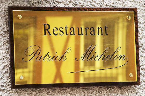 A brass sign outside the restaurant, Restaurant Les Berceaux, Patrick Michelon, Epernay