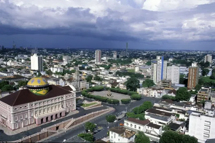Framed Print : Brazil, Manaus. Aerial of Opera House