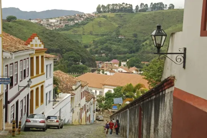 Framed Print : Brazil, Minas Gerais, Ouro Preto, colonial street Framed Print : Brazil, Minas Gerais, Ouro Preto, colonial street