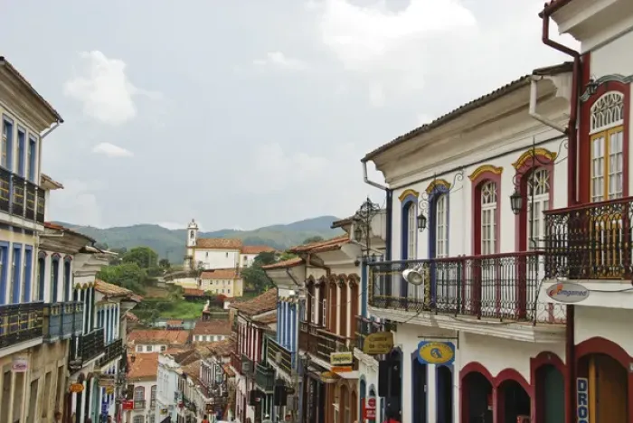 Framed Print : Brazil, Minas Gerais, Ouro Preto, colonial street Framed Print : Brazil, Minas Gerais, Ouro Preto, colonial street