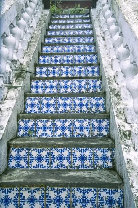 Framed Print : Brazil, Petropolis, tile decorated staircase Framed Print : Brazil, Petropolis, tile decorated staircase
