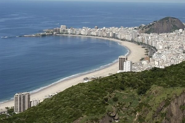Brazil, Rio de Janeiro- view of Copacabana beach from Sugar Loaf mountain