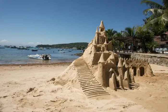 Framed Print : Brazil, state of Rio de Janeiro, Buzios. Sand castle on beach Framed Print : Brazil, state of Rio de Janeiro, Buzios. Sand castle on beach