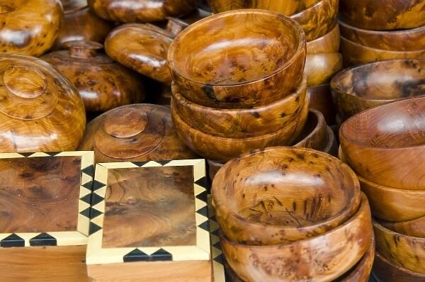 Briar-root Boxes for sale in the Old City, Essaouira, Morocco, North Africa, Africa