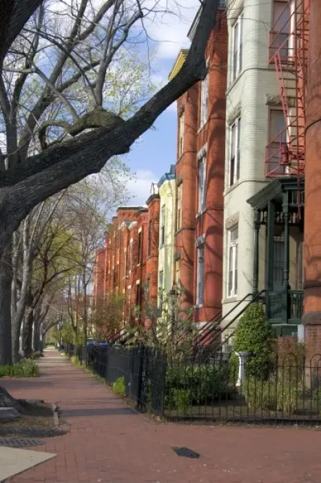 Framed Print : Brick row houses on Capitol Hill in Washington, D. C