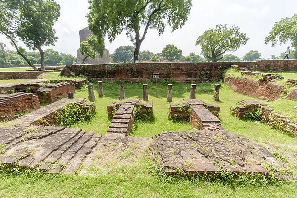 Brick and stone remains in Sarnath, India