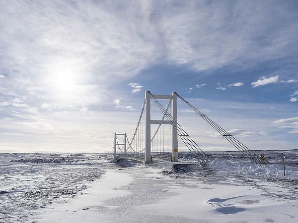 Bridge over Joekulsa a Fjoellum during winter in the highland of Iceland. europe