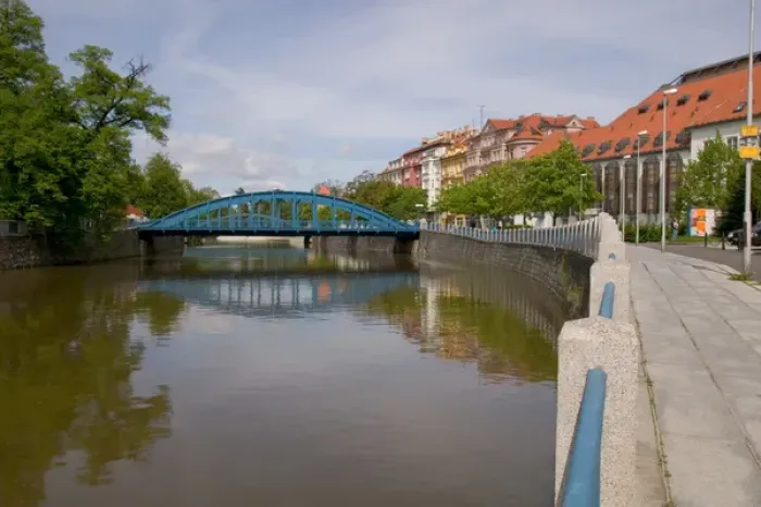 Framed Print : bridge over Vltava river, Czech Republic, Ceske Budejovice Framed Print : bridge over Vltava river, Czech Republic, Ceske Budejovice