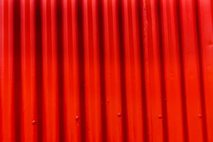 Framed Print : Bright red orange Corrugated Lead, Metal abstract Patterns Background, Reykjavik, Iceland