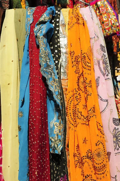 Brightly colored scarves, Udaipur, Rajasthan, India