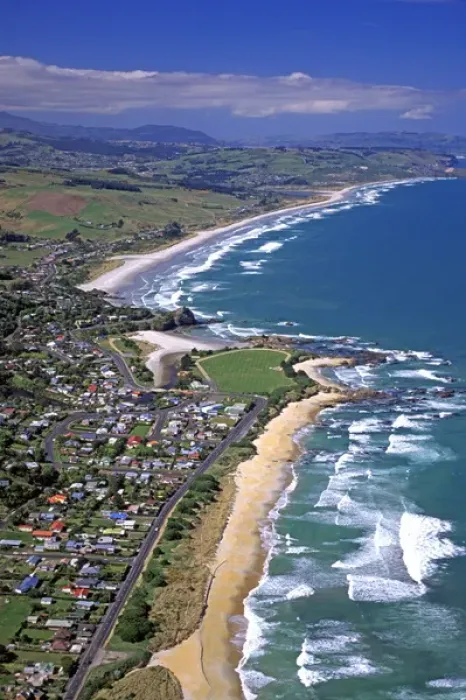 Framed Print : Brighton, near Dunedin - aerial