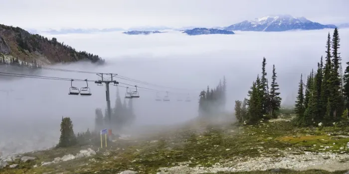 Framed Print : British Columbia, Whistler. Chairlift coming out above the clouds on Whistler Mountain Framed Print : British Columbia, Whistler. Chairlift coming out above the clouds on Whistler Mountain