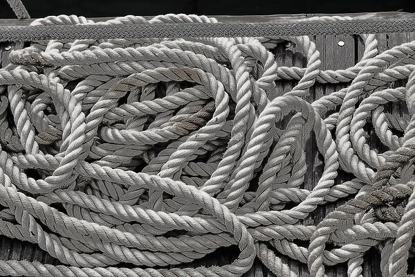 British Virgin Islands. Close-up of Nautical Rope. Black and white