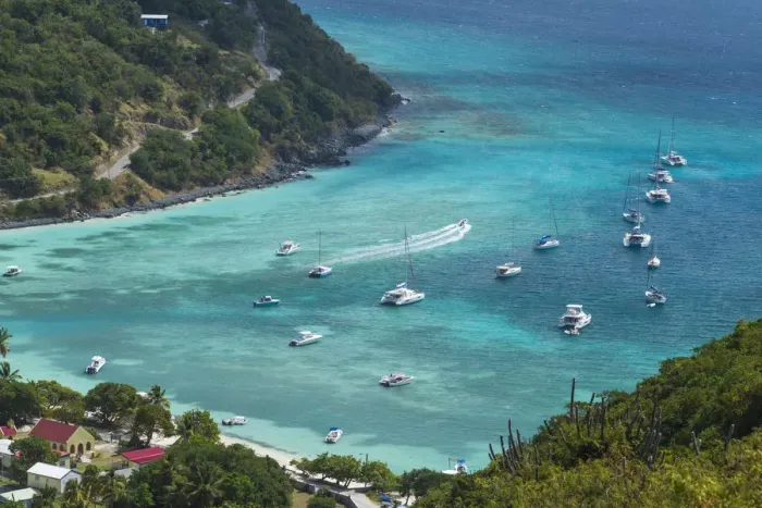 Framed Print : British Virgin Islands, Jost Van Dyke. Great Harbour from Majohnny Hill Framed Print : British Virgin Islands, Jost Van Dyke. Great Harbour from Majohnny Hill