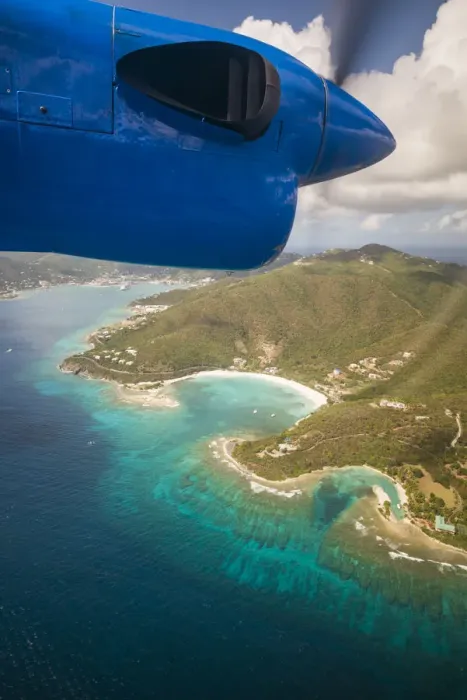 Framed Print : British Virgin Islands, Tortola. Aerial view from propeller-driven aircraft Framed Print : British Virgin Islands, Tortola. Aerial view from propeller-driven aircraft
