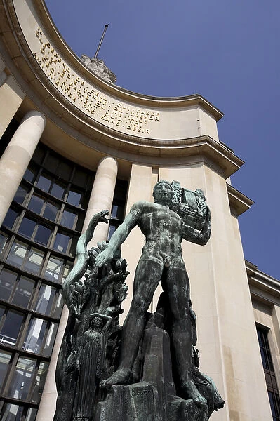 Bronze sculpture of Apollo by Henri Bouchard decorating the Palais de Chaillot. Paris