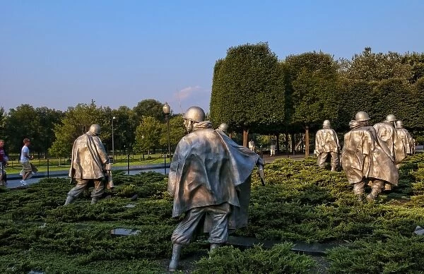 Bronze statues of platoon at Korean War Veterans Memorial on Mall in Washington DC, USA