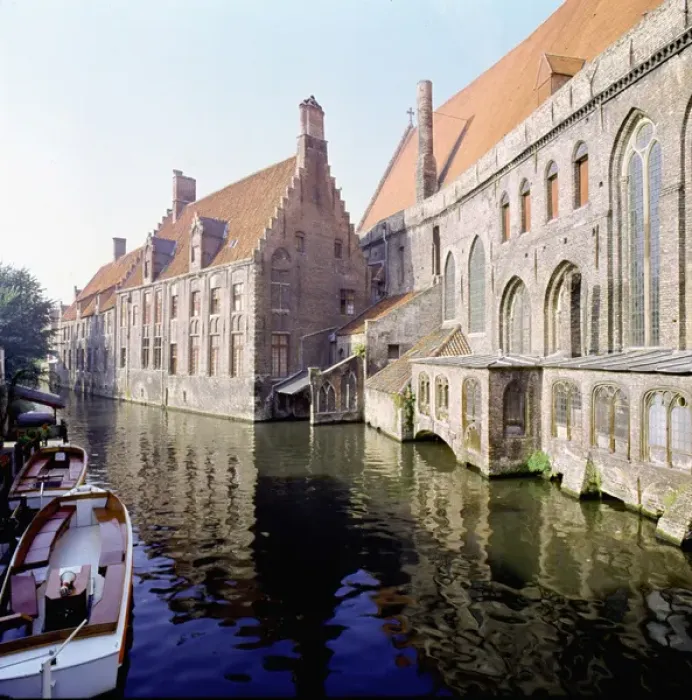 Framed Print : Bruges canal scene- Hospital St Jean (Memling Museum) BELGIUM Framed Print : Bruges canal scene- Hospital St Jean (Memling Museum) BELGIUM