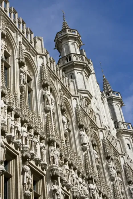 Framed Print : Brussels, Belgium, architecture, statuary, tower, sandstone, city hall, Grand Place Framed Print : Brussels, Belgium, architecture, statuary, tower, sandstone, city hall, Grand Place