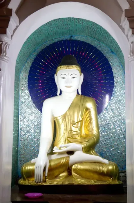 Framed Print : Buddha statue at the Shwedagon Paya located in (Rangoon)Yangon, (Burma) Myanmar
