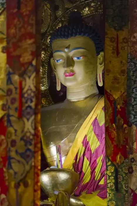 Framed Print : Buddhist statue in Tagong Monastery, Tagong, western Sichuan, China