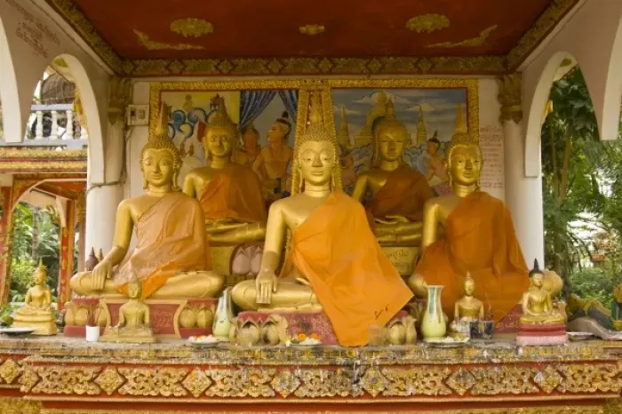 Framed Print : Buddhist statues around Pha That Luang, (Great Stupa in Lao) is a Buddhist stupa Framed Print : Buddhist statues around Pha That Luang, (Great Stupa in Lao) is a Buddhist stupa