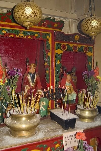Buddhist temple in Kowloon with candles and alter for worshipping