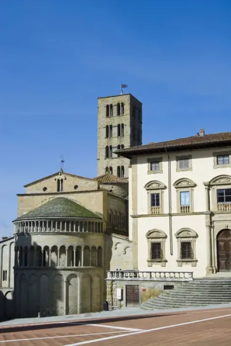 Framed Print : The building of Fraternita dei Laici and Church of Santa Maria della Pieve, Piazza Framed Print : The building of Fraternita dei Laici and Church of Santa Maria della Pieve, Piazza