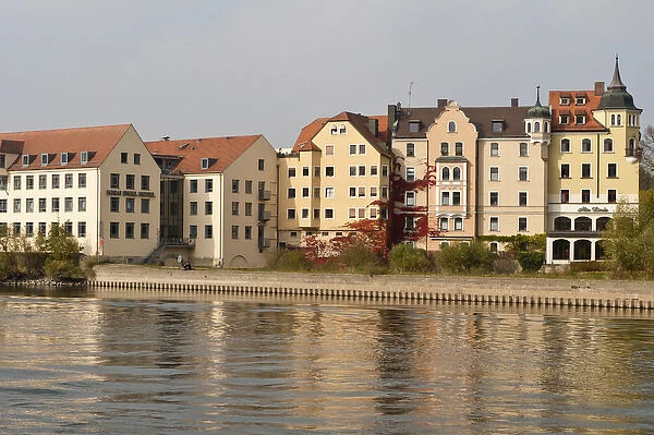 BUildings on the Danube River Regensburg, Germany
