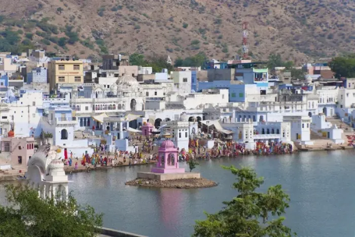 Framed Print : Buildings around Pushkar Lake, Pushkar, Rajasthan, India Framed Print : Buildings around Pushkar Lake, Pushkar, Rajasthan, India