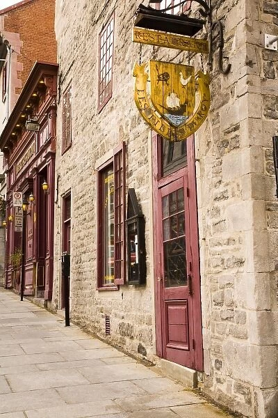 Buildings and restuarant in old Montreal, Quebec
