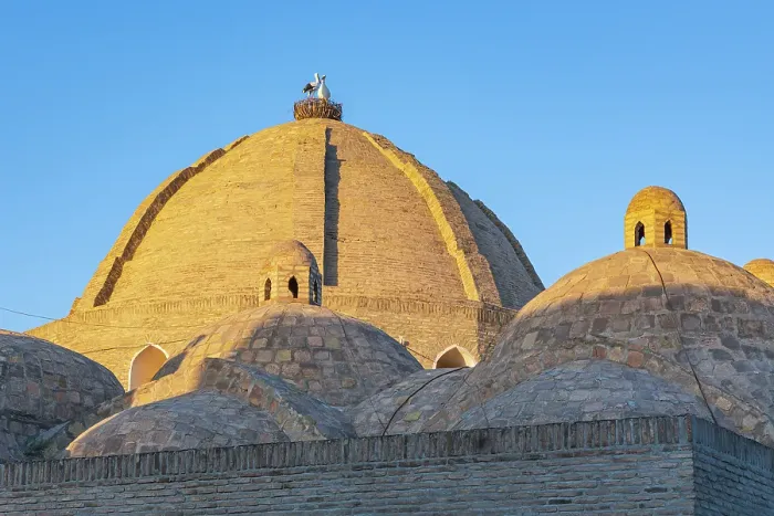 Framed Print : Bukhara, Uzbekistan, Central Asia. Domes of the Mir-i-Arab Madrasa in Bukhara
