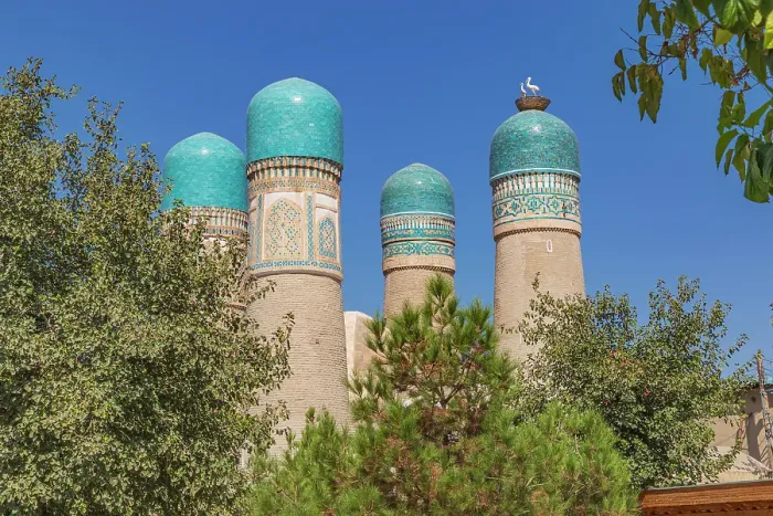 Framed Print : Bukhara, Uzbekistan, Central Asia. The Chor Minor Madrasa in Bukhara